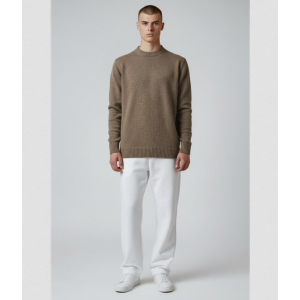 Life Style Butiken Ανδρικό Πουλόβερ Με Στρογγυλή Λαιμόκοψη LS11529 Καφέ